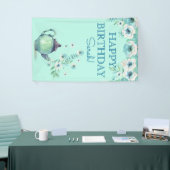 Minze Grüne Teekanne Aquarell Blume Aqua Aquamarin Banner (Messeveranstaltung)