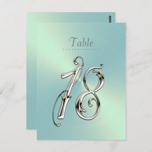 Minze Grüne Tischnummern Extravagant Silver Achtze (Vorne/Hinten)