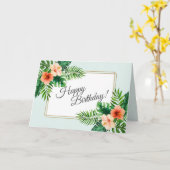 Minze Grüne tropische Wasserfarbe Blumengeburt Karte (Gelbe Blume)