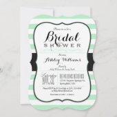 Minze, grüne und weiße Streifen; elegantes Brautpa Einladung (Vorderseite)