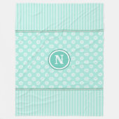 Minze, grüne und weiße Streifen und Milchmonogramm Fleecedecke (Vorderseite)