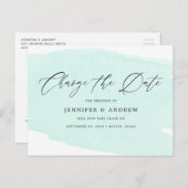 Minze grüne Veränderung das Datum Hochzeitverlänge Ankündigungspostkarte (Vorne/Hinten)