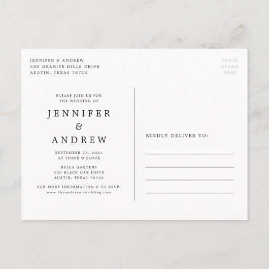 Minze grüne Veränderung das Datum Hochzeitverlänge Ankündigungspostkarte (Rückseite)