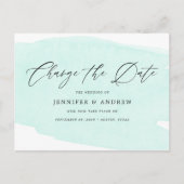 Minze grüne Veränderung das Datum Hochzeitverlänge Ankündigungspostkarte (Vorderseite)