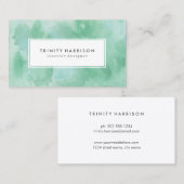 Minze grüne Wasserfarbe | Chic Modern Visitenkarte (Vorne/Hinten)
