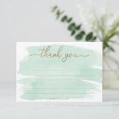 Minze grüne Wasserfarbe Danke Karte (Stehend Vorderseite)
