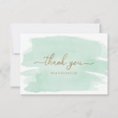 Minze grüne Wasserfarbe Danke Karte (Rückseite)