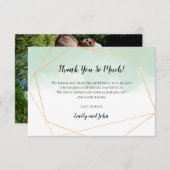 Minze grüne Wasserfarbe Geometrisches Foto Dankeskarte (Vorne/Hinten)