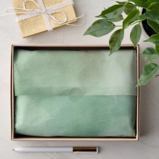 Minze grüne Wasserfarbe Handgemalt Seidenpapier (Geschenk)