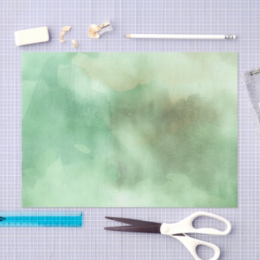 Minze grüne Wasserfarbe Handgemalt Seidenpapier (Handwerk)