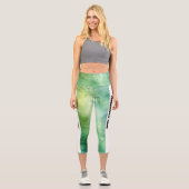 Minze grüne Wasserfarbe PERSONALISIEREN Capri Leggings (Vorderseite)