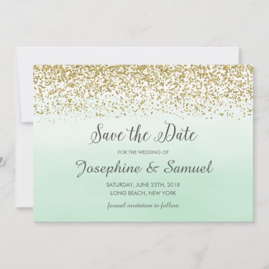 Minze Grüne Wasserfarbe Save the Date Einladung (Vorderseite)