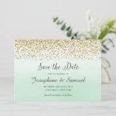 Minze Grüne Wasserfarbe Save the Date Einladung (Stehend Vorderseite)