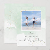 Minze grüne Wasserfarbe wird überdacht sein Einladung (Vorne/Hinten)