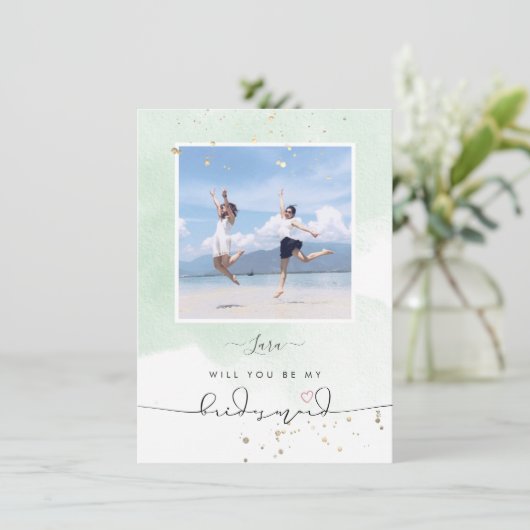 Minze grüne Wasserfarbe wird überdacht sein Einladung (Stehend Vorderseite)