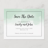 Minze grüne Wasserfarben Schwarzes Skript Save the Postkarte (Vorderseite)