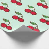 Minze grüne Weihnachtskirschen Wrapping Paper Geschenkpapier (Ecke)