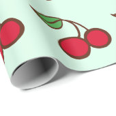 Minze grüne Weihnachtskirschen Wrapping Paper Geschenkpapier (Rolleneckpunkt)