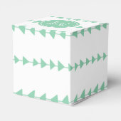 Minze grüne, weiße Aztec-Pfeile Monogramm Geschenkschachtel (Rückseite)