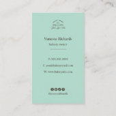 Minze grüne, weiße Bäckerei Logo Groß Streifen Visitenkarte (Rückseite)