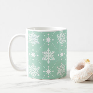 Minze grüne weiße Schneeflocken Weihnachtsmuster Kaffeetasse