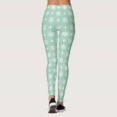 Minze grüne weiße Schneeflocken Weihnachtsmuster Leggings (Rückseite)