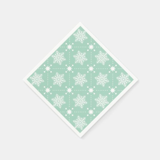 Minze grüne weiße Schneeflocken Weihnachtsmuster Serviette (Ecke)