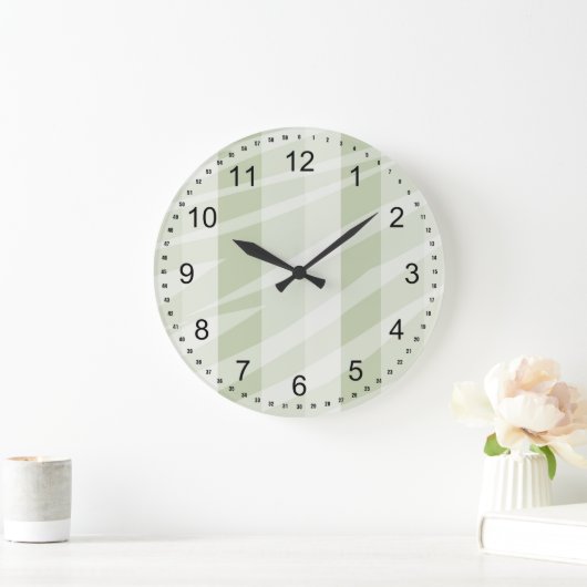 Minze grüne, weiße Zebrastreifen Große Wanduhr (Zuhause)