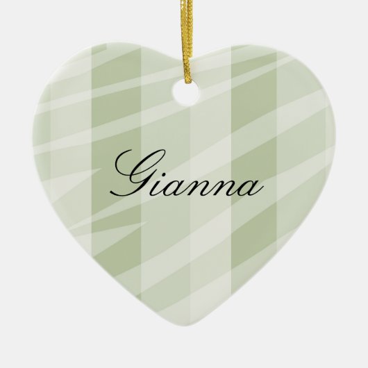 Minze grüne, weiße Zebrastreifen Keramikornament (Vorne)