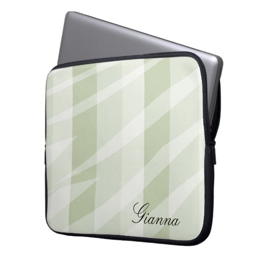 Minze grüne, weiße Zebrastreifen Laptopschutzhülle (Vorderseite Links)