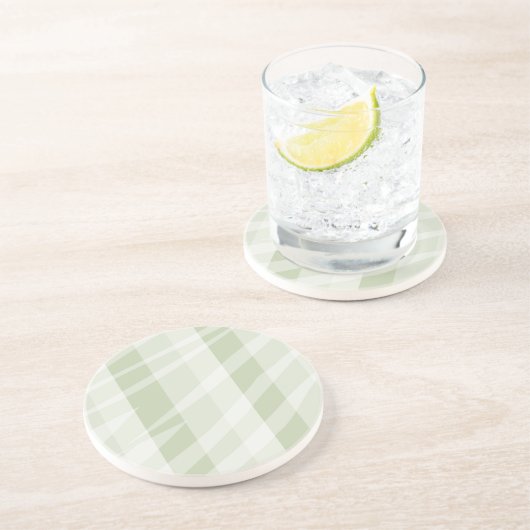 Minze grüne, weiße Zebrastreifen Sandstein Untersetzer (Seite)