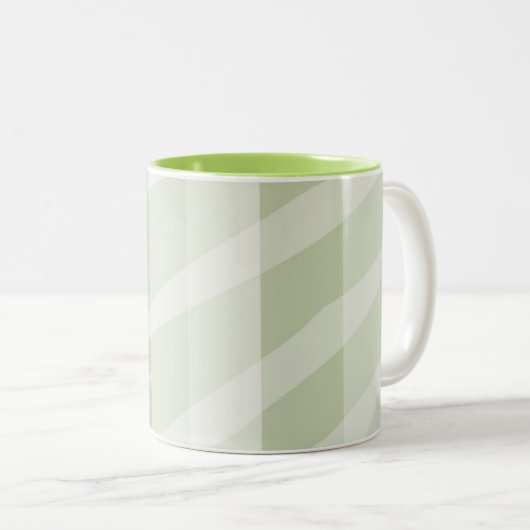 Minze grüne, weiße Zebrastreifen Zweifarbige Tasse (VorderseiteRechts)