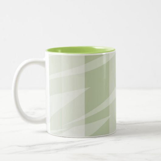 Minze grüne, weiße Zebrastreifen Zweifarbige Tasse (Links)
