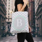 Minze grüne Zickzack Monogram Tote Bag Tasche