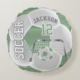 Minze Grüner und Weiße Fußball   DIY Name Rundes Kissen