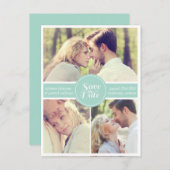 Minze grünes Retro-Foto Save the Date Postkarte (Vorne/Hinten)