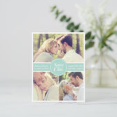 Minze grünes Retro-Foto Save the Date Postkarte (Stehend Vorderseite)
