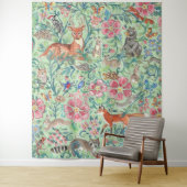 Minze Grünwaldland Tiere Hirschfocken Hase groß Wandteppich (Beispiel)