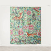 Minze Grünwaldland Tiere Hirschfocken Hase groß Wandteppich (Vorderseite)