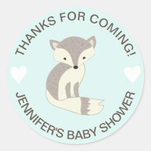Minze Heart Fox Babyaufkleber Runder Aufkleber