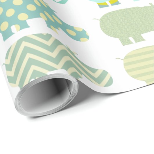 Minze Hippo Matte Wrapping Paper Geschenkpapier (Rolleneckpunkt)