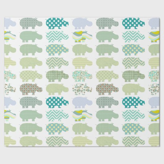 Minze Hippo Matte Wrapping Paper Geschenkpapier (Saum)