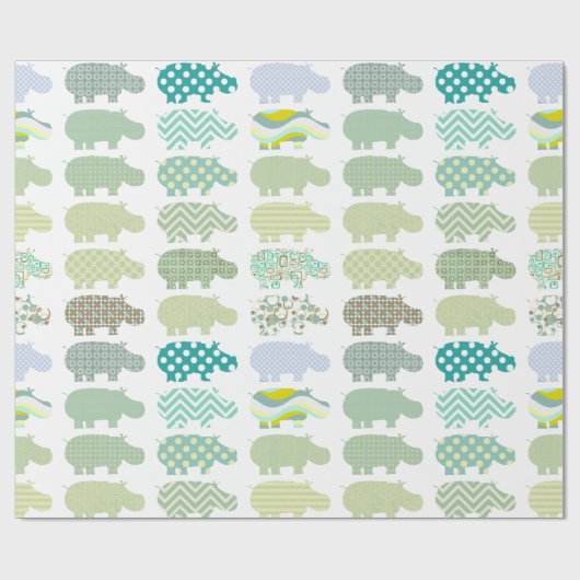Minze Hippo Matte Wrapping Paper Geschenkpapier (Flach)