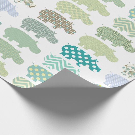 Minze Hippo Matte Wrapping Paper Geschenkpapier (Ecke)