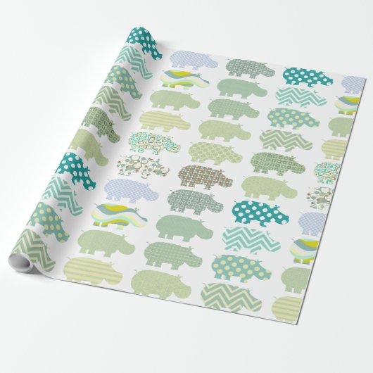 Minze Hippo Matte Wrapping Paper Geschenkpapier (Ungerollt)