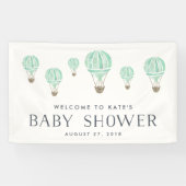 Minze Hot Air Ballon Babydusche Banner (Horizontal)
