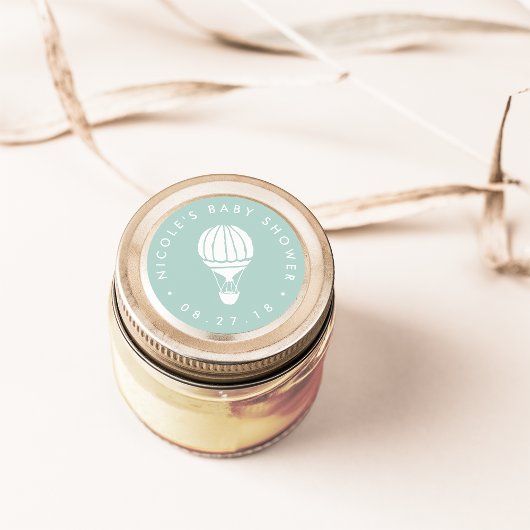 Minze Hot Air Ballon Babydusche Runder Aufkleber