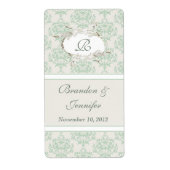 Minze Hütte Chic Damask Mini Weinetiketten (Vorne)