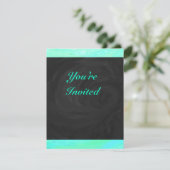 Minze Ice Blue und Black Monogram Einladung (Stehend Vorderseite)