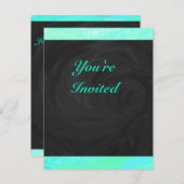 Minze Ice Blue und Black Monogram Einladung (Vorne/Hinten)